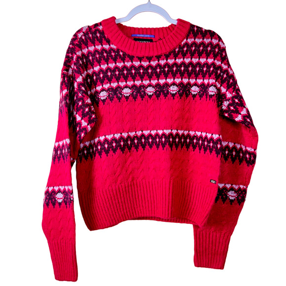 Scotch and Soda Red Cable Knit Fair Isle Sweater Pullover NEW Size Large - Picture 2 of 9